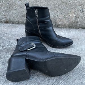 All Saints Buckle Boots Black Leather